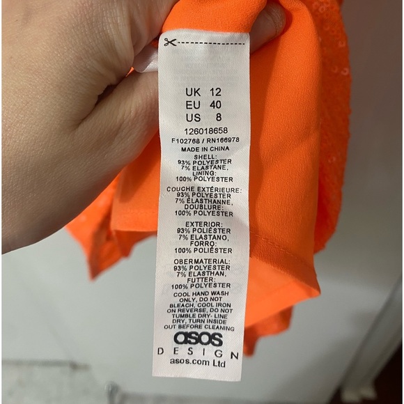 ASOS Vibrant Orange Sequin Backless Mini Halter Dress - Picture 4 of 8